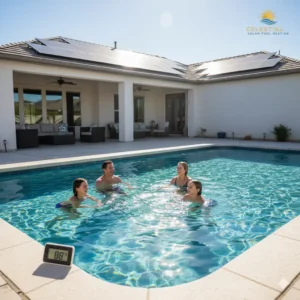 water temperature perfect for swimming with solar panels