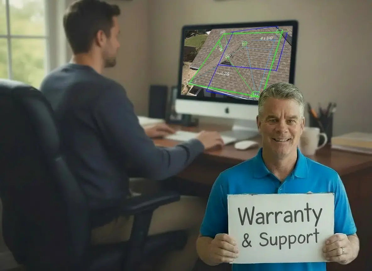 image on the computer of roof measure for solar panels